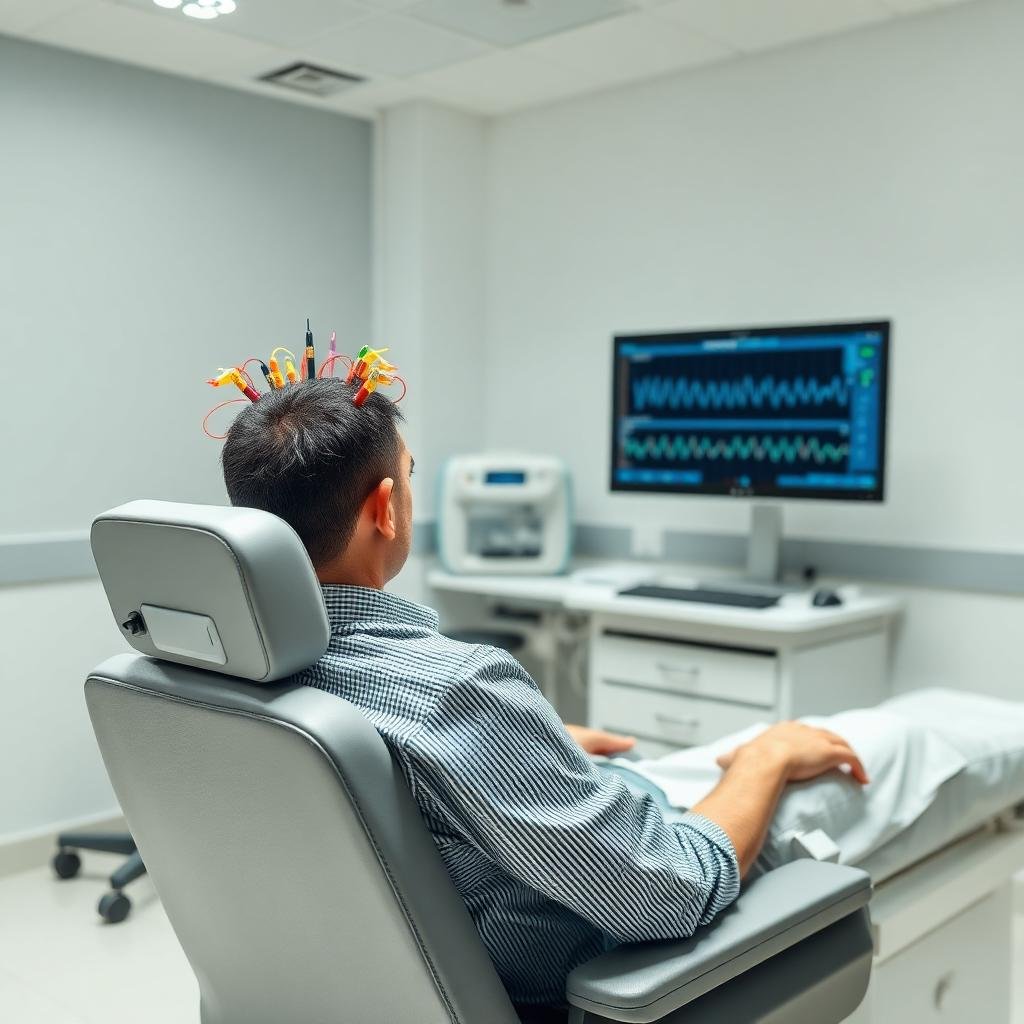EEG brain-wave recording suite at Pragati Neolife Diagnostic Centre, Bareilly
